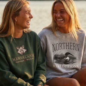 Bundle: Vintage Cottage core Sweatshirt MAINE, NORTHERN REFLECTIONS, MARSHLANDS